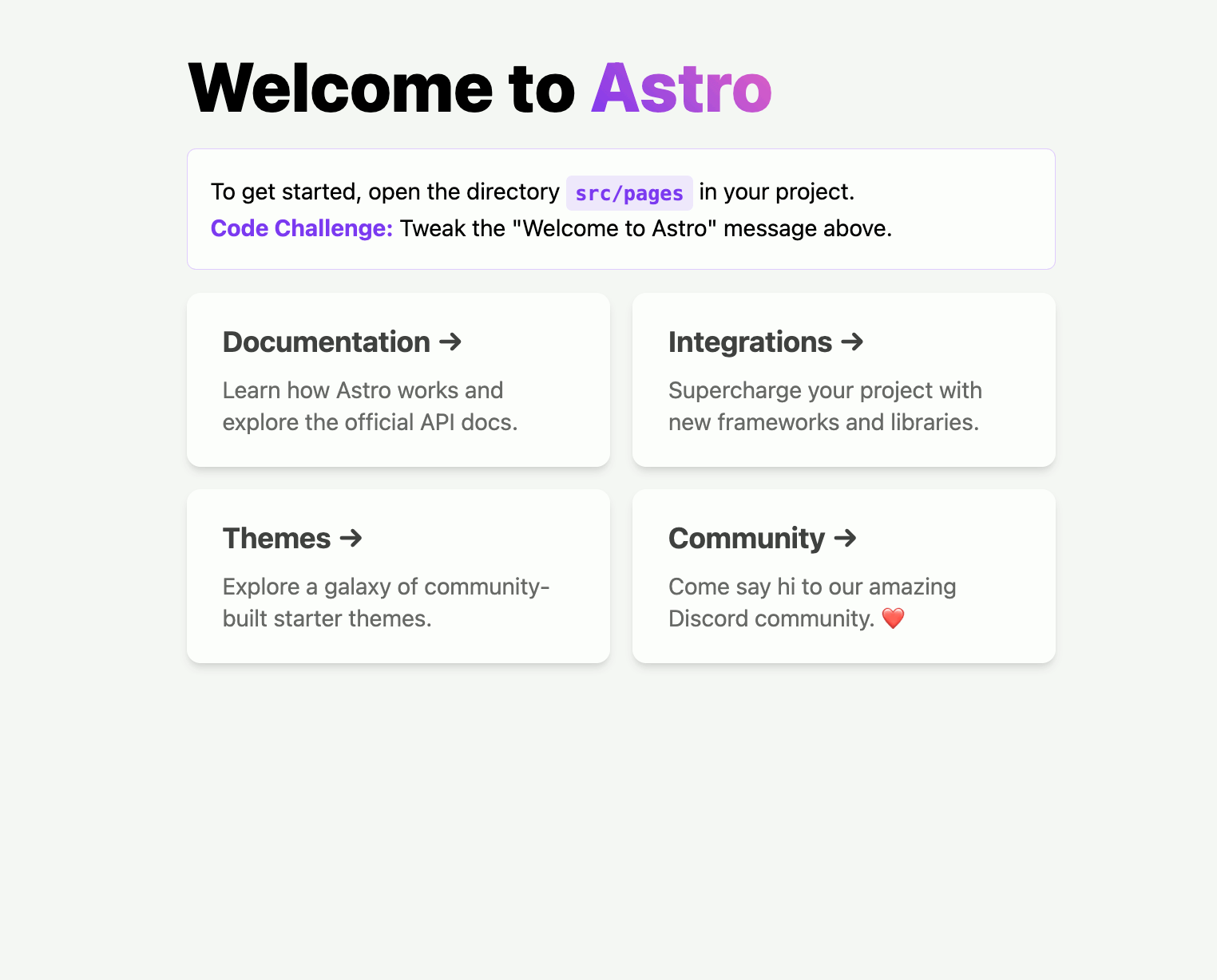 Astro first run
